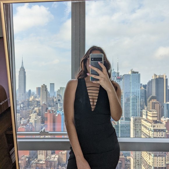 Little Black Dress with Front & Back Slit - Picture 3 of 3